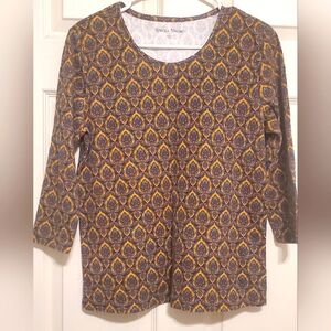 Rebecca Malone  3/4 Sleeves 100% Cotton  Blouse. Size L